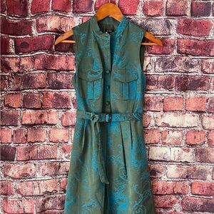 J. Crew Green Mini Dress with Stylish Belted Waist